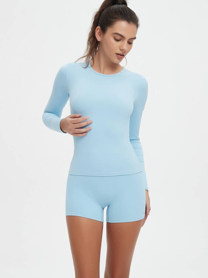 Mantra Active - Wholesale Activewear Set - Women's - Abigail Long Sleeve Top & High Waist Shorts Activewear Set16