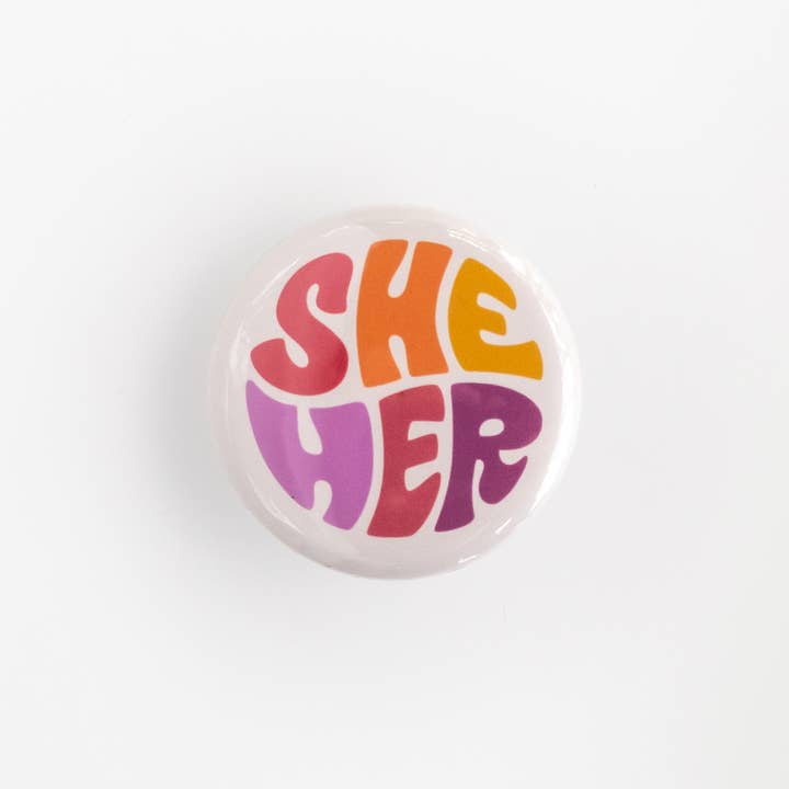 ROBNKO - Wholesale Lapel Pin/Button - Retro Pronoun Buttons