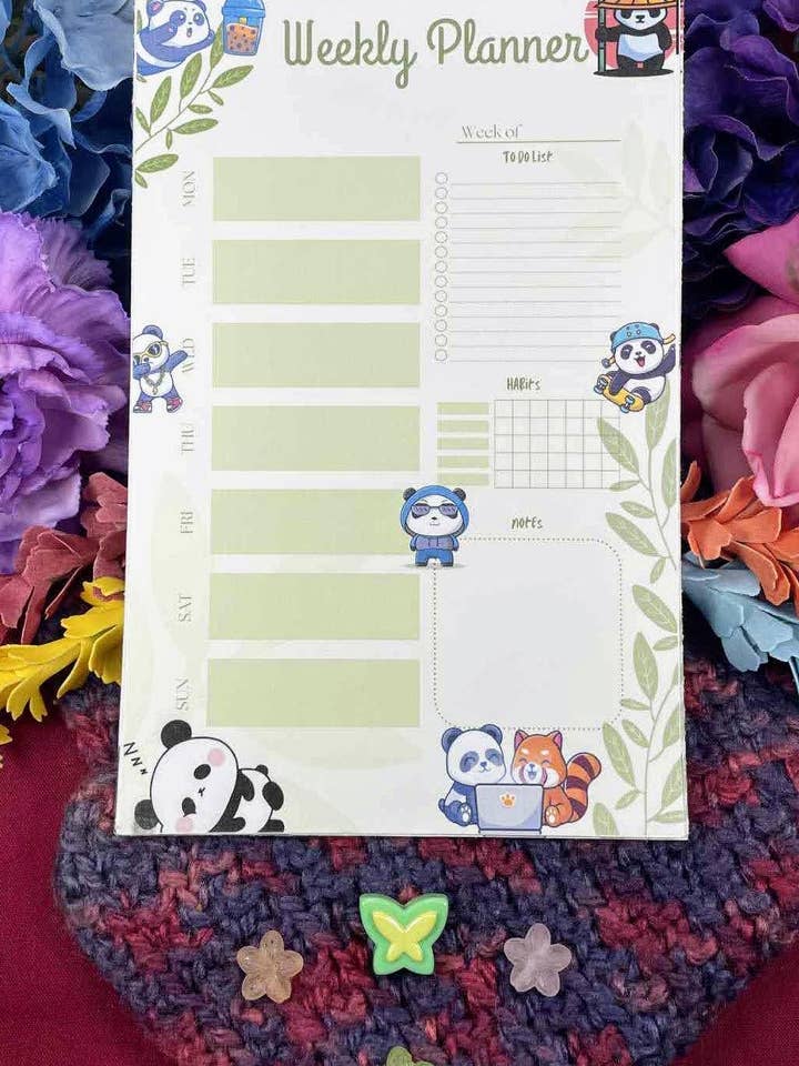Blocco Note Planner Settimanale Bamboo & Bubble Tea 5,5" x 8,5" per la vendita all'ingrosso da parte di Autumnmist Boutique