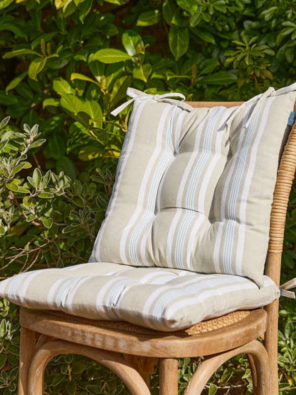 Set of Blue Striped Seat Pads for wholesale by Dibor