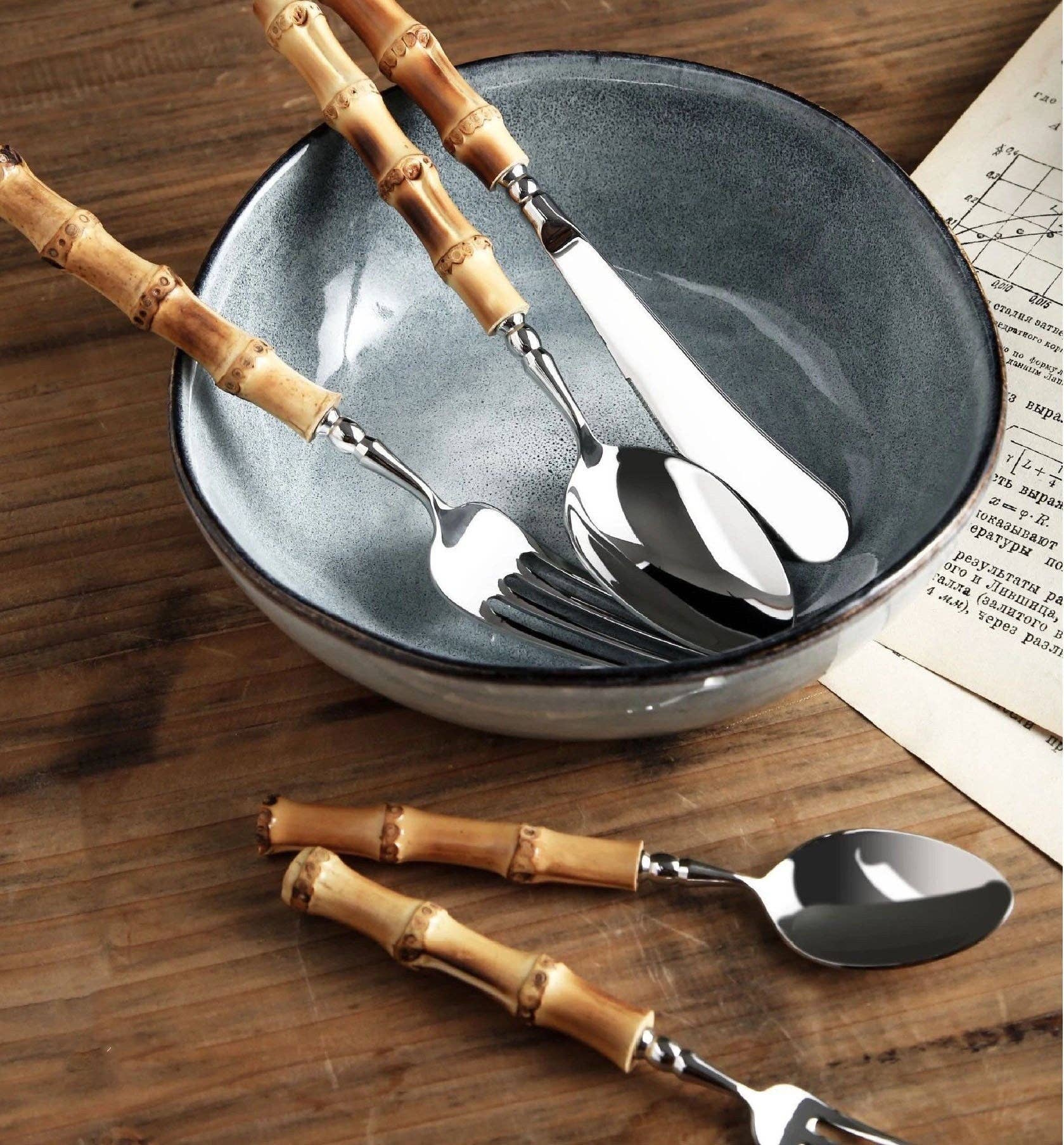 Gohobi （We cover U.S. import duties） - Wholesale Assorted Cutlery Set - Gohobi A set of 6 Pieces Bamboo Handle Cutlery9