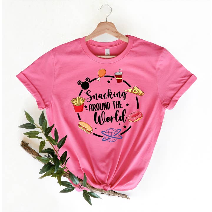 PrimestoreUS - Wholesale Screen Printed T-Shirt - Women's - Snacking Around The World Shirt, Birthday Shirts, Vacation Shirt, Snacks Shirt Shirt, Snack Tank, Epcot Drinking Shirt, Vacation Gift Shirt
