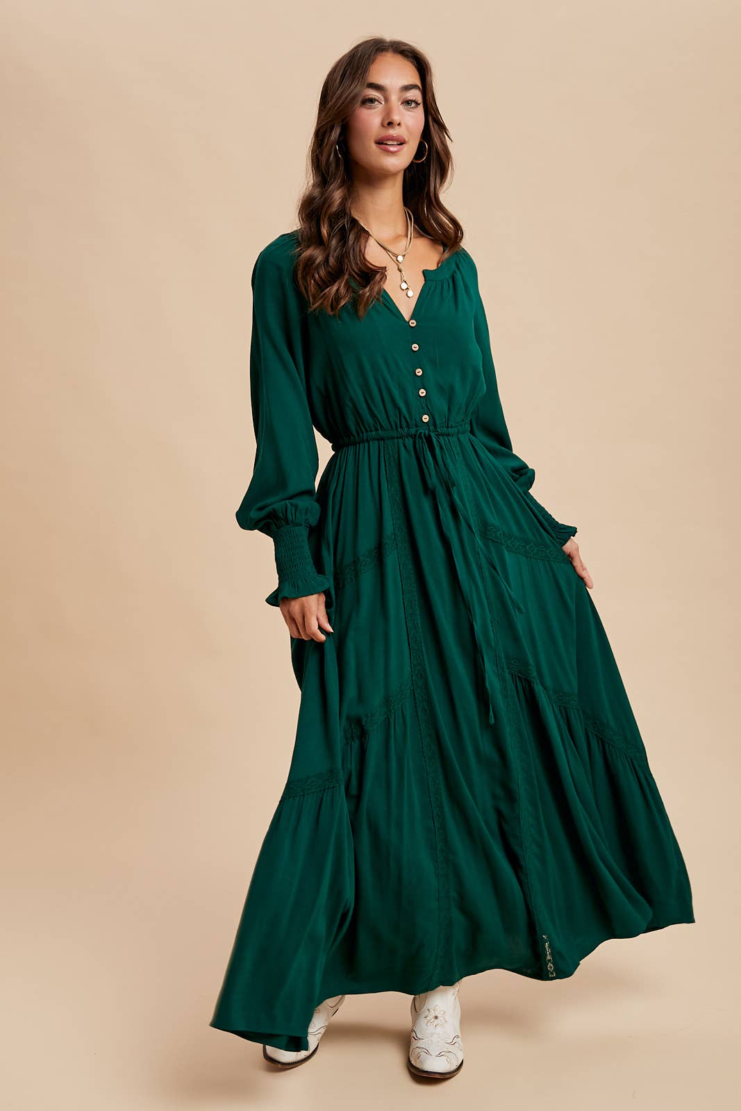 In Loom – Vestido - Mulher por atacado – VESTIDO MAXI COM INSERÇÃO DE RENDA4