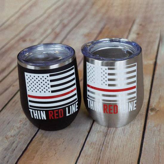 Sweet Caroline Boutique - Wholesale Insulated Mug/Tumbler - Thin Red Line Wine Tumbler