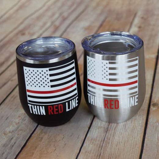 Sweet Caroline Boutique - Wholesale Insulated Mug/Tumbler - Thin Red Line Wine Tumbler0