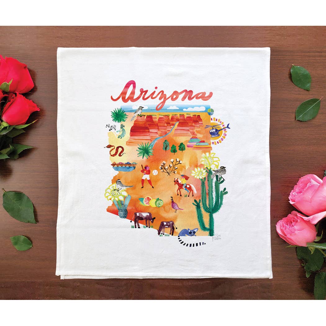 Allport Editions - Vente Torchons - Série de serviettes avec cartes à l'aquarelle - découvrez les 28 États !0