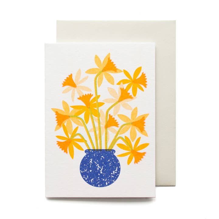 Carte de Pâques Daffodil Sweet - Jolie mini-carte florale pour la vente par Bobbie Print