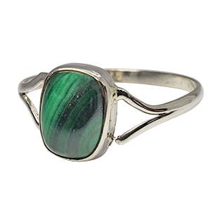 Bague en argent sterling avec pierre malachite. pour la vente par Amberman