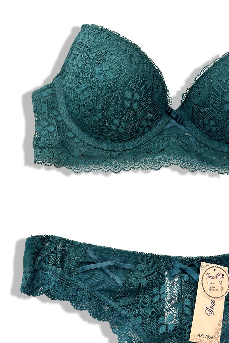 Belle Com'Elle - Vendita all'ingrosso Completino intimo - Donna - Set Reggiseno con Ferretto e Imbottitura + Perizoma in Pizzo C/AZ17026C1