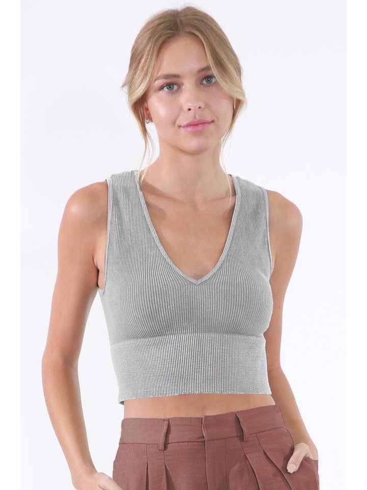 NIKIBIKI - Wholesale Knit Top - Women's - NS8192 - Vintage Plunge V-Neck Seamless Crop Top38