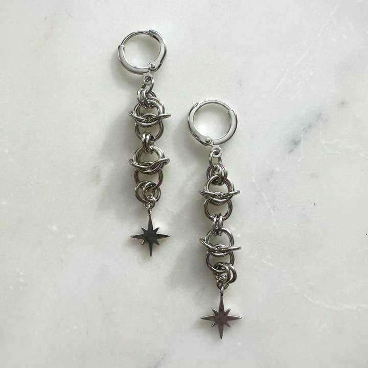 Foolish Fetish - Wholesale Dangle Earrings - Cosmic Starburst Chainmail Earrings0