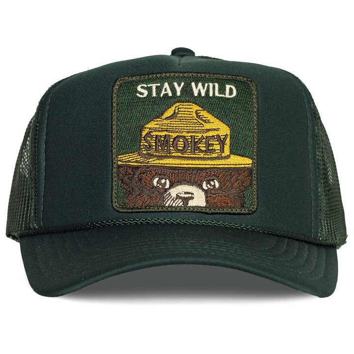 Stay Wild Trucker Hat in Deep Green for wholesale on Faire