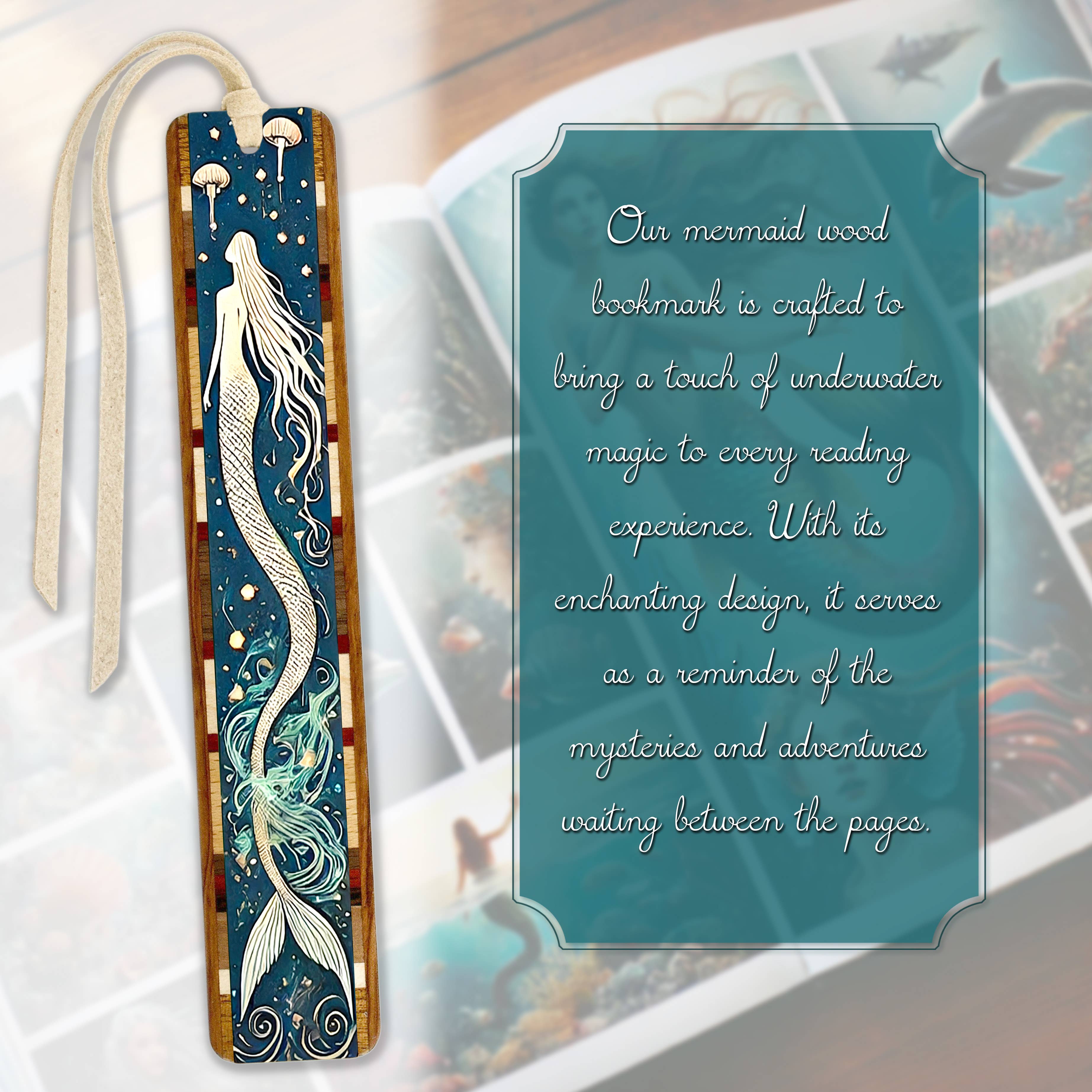 Mitercraft - Wholesale Bookmark - Mermaid Handmade Wooden Bookmark2