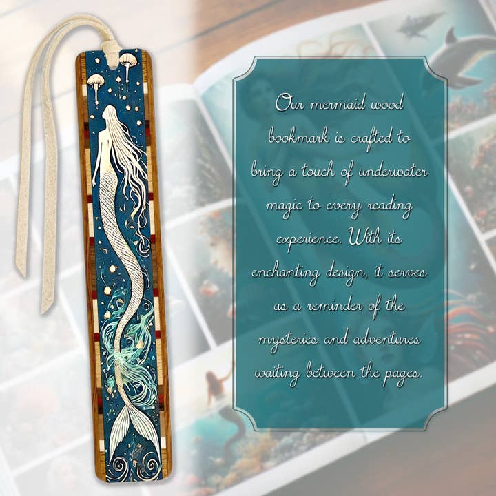 Mitercraft - Wholesale Bookmark - Mermaid Handmade Wooden Bookmark2