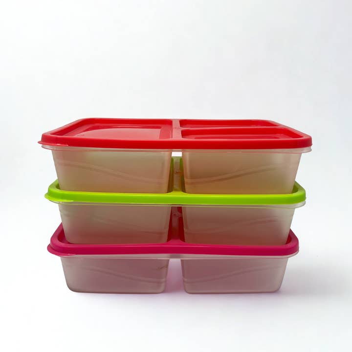 USA HomeMax - Wholesale Food storage container - 2000ml 3 Partition Food Storage Container Assorted Colors1
