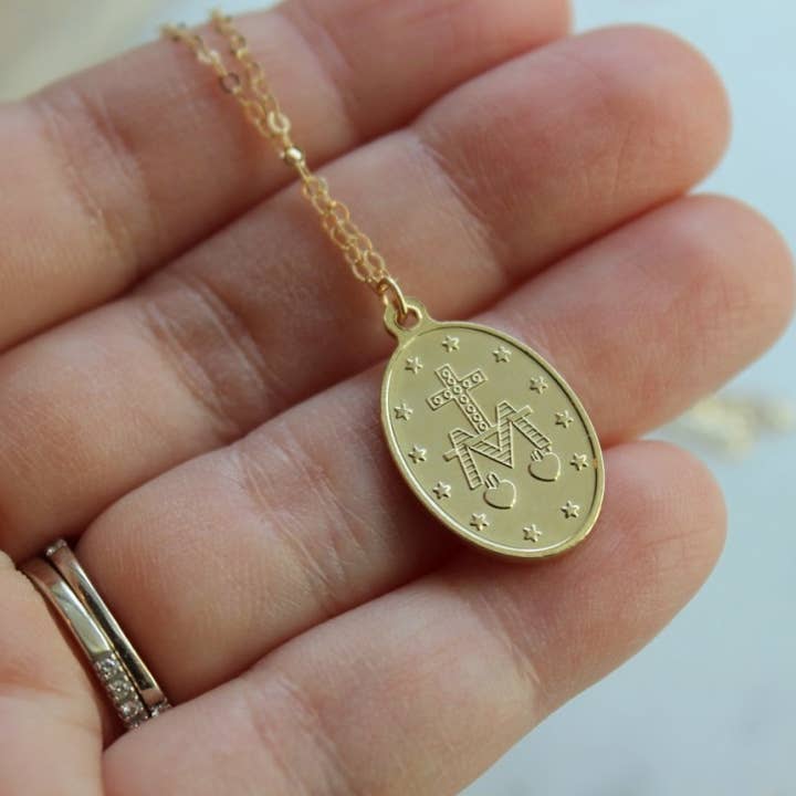 Laalee Jewelry - Venta al por mayor Collares con colgantes/abalorios - Collar grande de oro virgen María, joyería religiosa