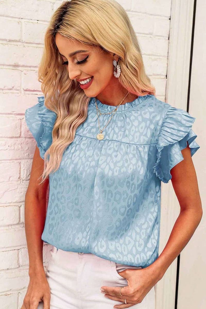 NINEXIS - Wholesale Blouse - Women's - CWTBLSL0444_PRINTED LOTUS SLEEVES WITH WAVY COLLAR TOP4