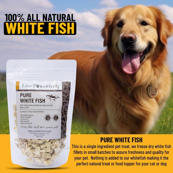 Live Pawsitive - Wholesale Pet Treats - Dog - White Fish Freeze Dried Dog/Cat Treat 3oz2
