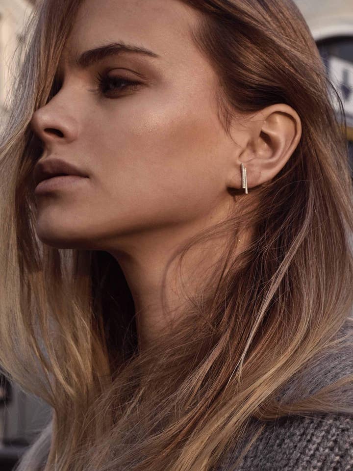 Brincos de Tubo Duplo Prata por atacado de NO MORE ACCESSORIES