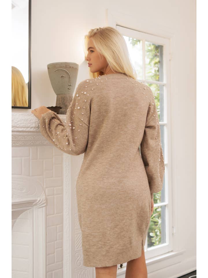 Endless Blu - Wholesale Dress - Women's - SWD3595 PEARL EMBELLISHED SWEATER DRESS9