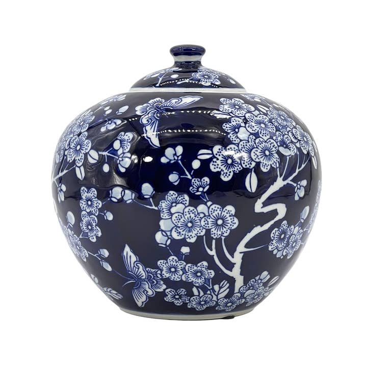 Tarro de jengibre Chinoiserie de cerámica floral de 8 pulgadas para venta al por mayor de Galt International Company
