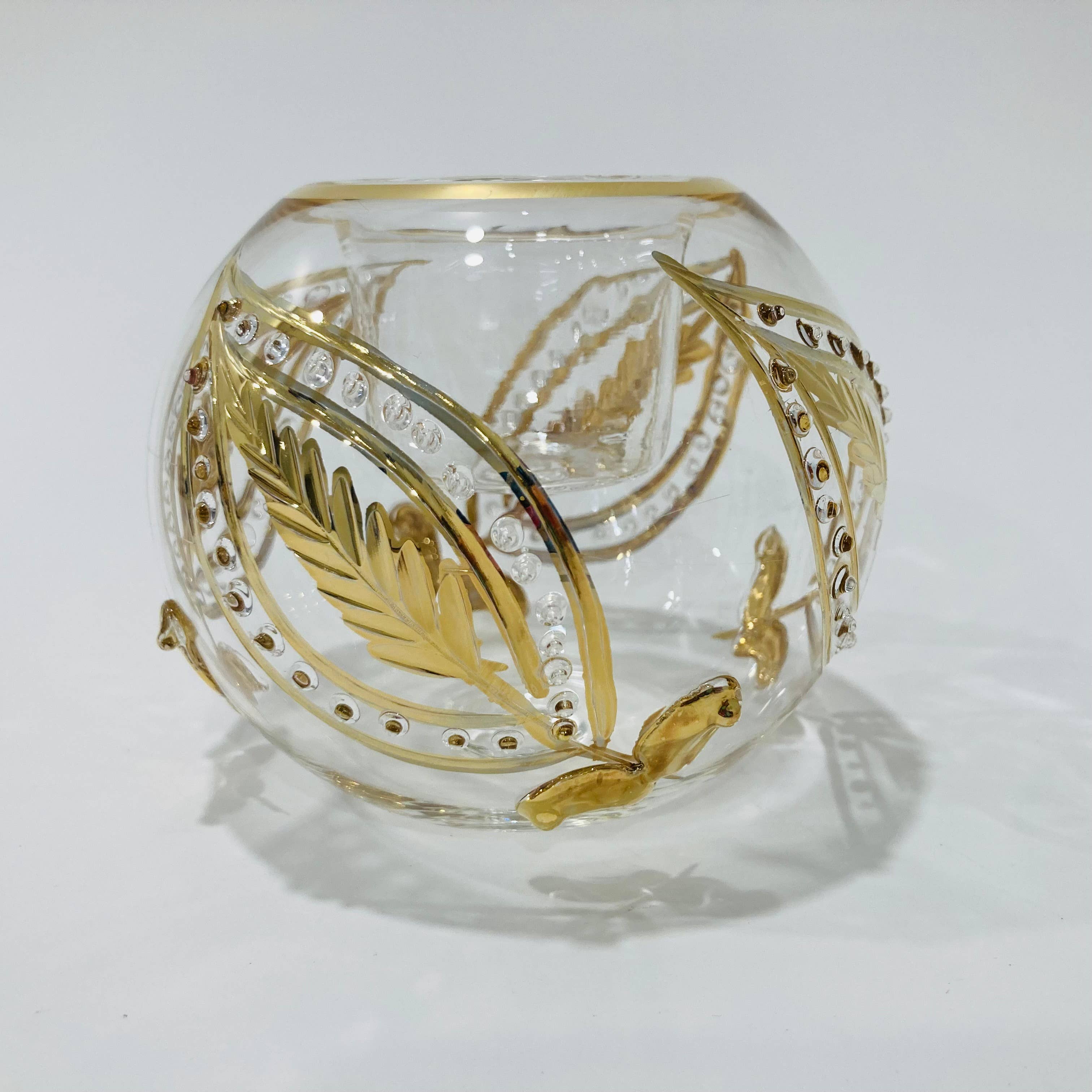 Dandarah (Ships from Canada) - Wholesale Candle Holder - Blown Glass Candle Holder - Paisley Gold5