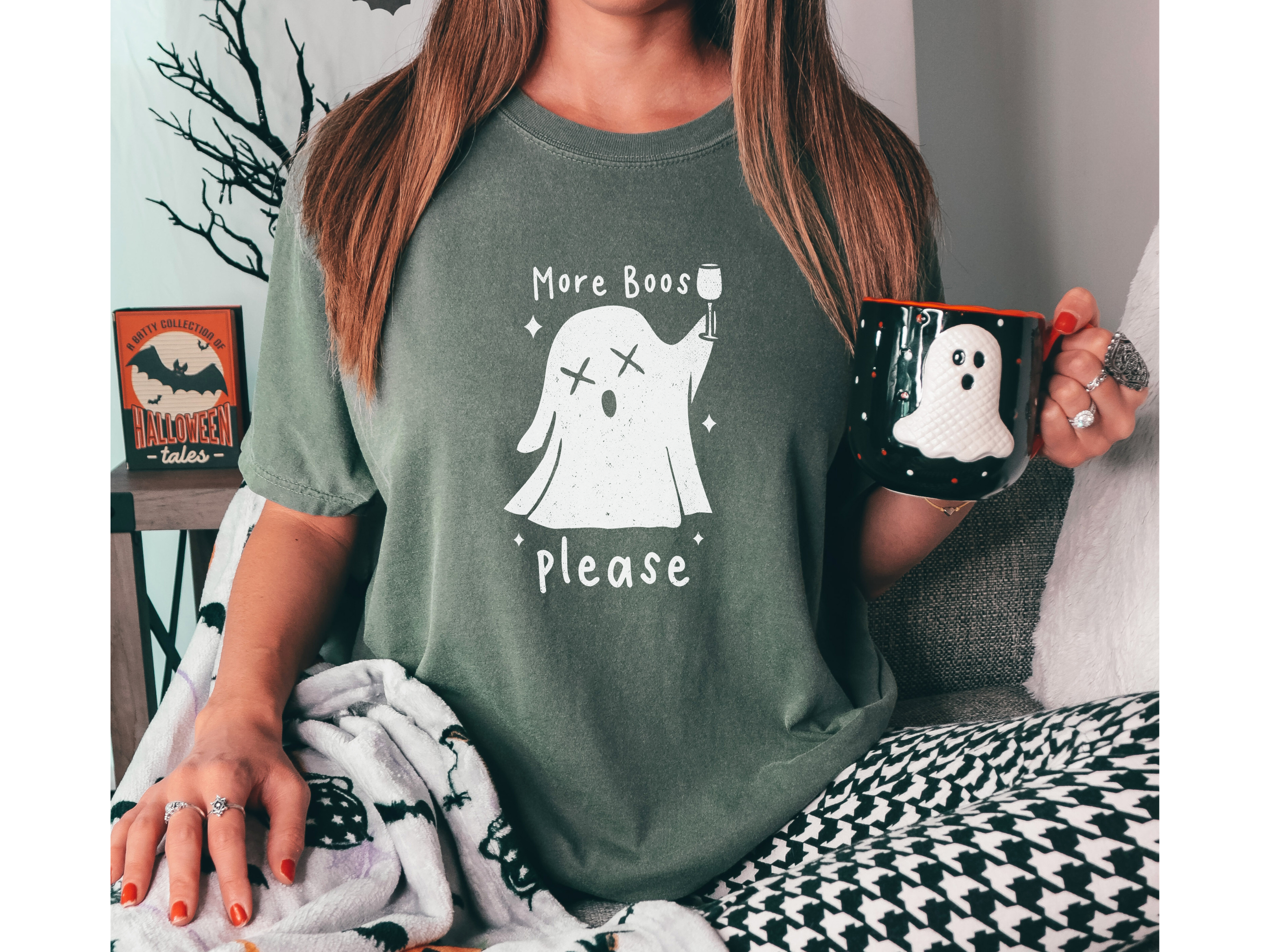 Stiles Tee Co. - Wholesale Screen Printed T-Shirt - Women's - Halloween Ghost Shirt – More Boo’s Please Wine Tee1