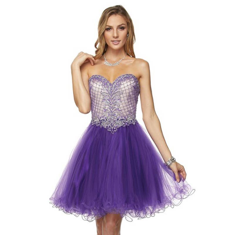 Juliet - Wholesale Dress - Women's - SWEETHEART BEADED TOP SHORT DRESS6