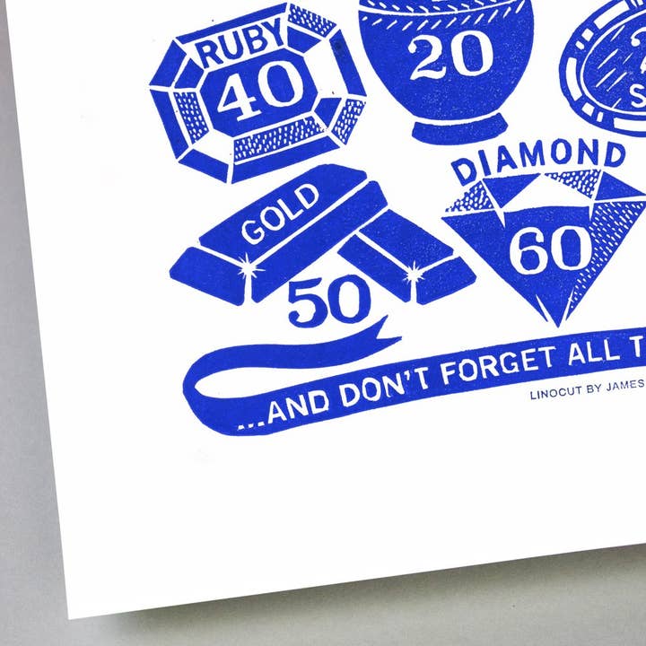 Pressed and Folded - Wholesale Art Print - Anniversaries Linocut Print1