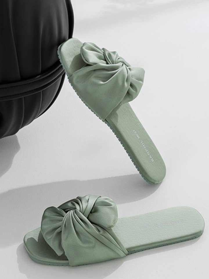 Ulivary - Wholesale Slippers - Women's - Luxury Silky Satin Bow Slippers for Home & Beach Style