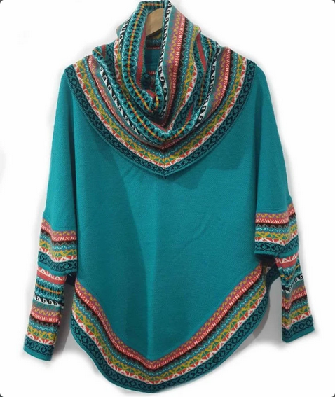 MODA LATINA - Wholesale Poncho - Women's - Superfine Alpaca Wool Knitted Turtleneck Poncho Cape12