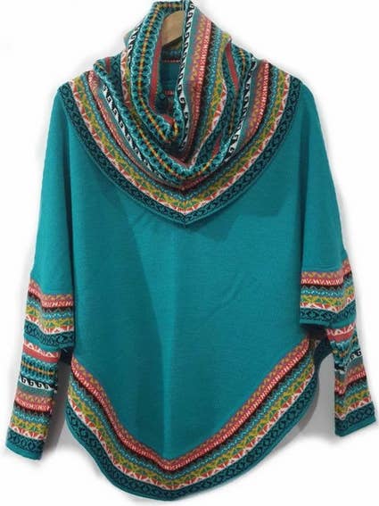 MODA LATINA - Wholesale Poncho - Women's - Superfine Alpaca Wool Knitted Turtleneck Poncho Cape12