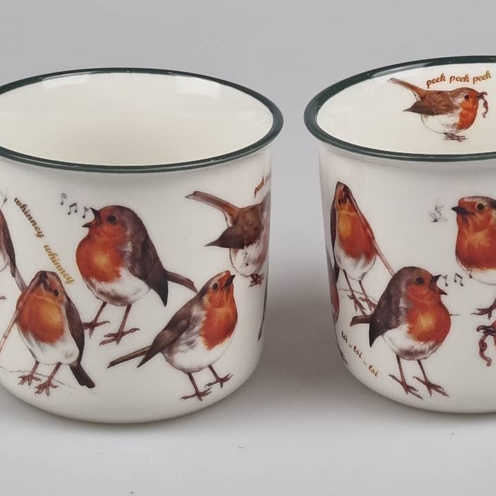 Mugs with collage - Robins for wholesale by Animal Prints