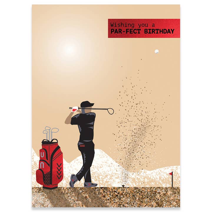 EXTREME GOLF BIRTHDAY GREETING CARD 4.5 x 6.25" for wholesale by Calypso Cards LLC