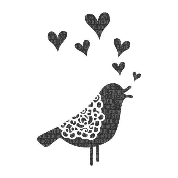 Pochoir Oiseau Chant pour la vente par The Stencil Studio