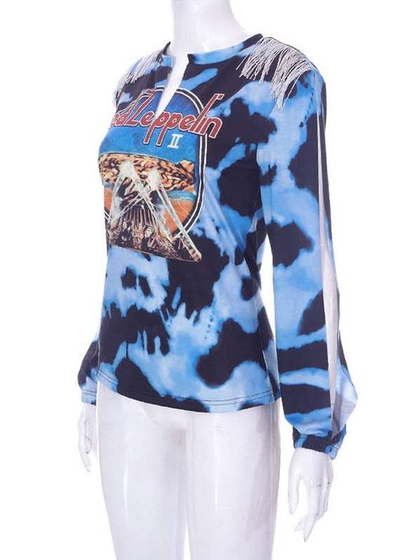 BLUE long sleeve graphic shirt for wholesale on Faire6