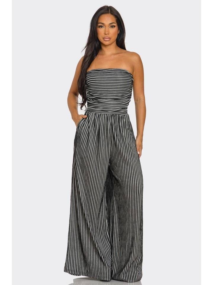 Striped Jumpsuit Tube Top for wholesale by FashionShowcase