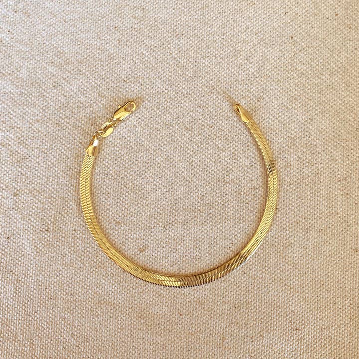 GoldFi - Wholesale Link & Chain Bracelet - 18k Gold Filled 4mm Herringbone Bracelet