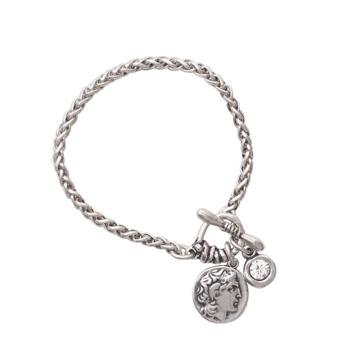Handmade Coin Crystal Pewter Bracelet - 2936 for wholesale by Chanour
