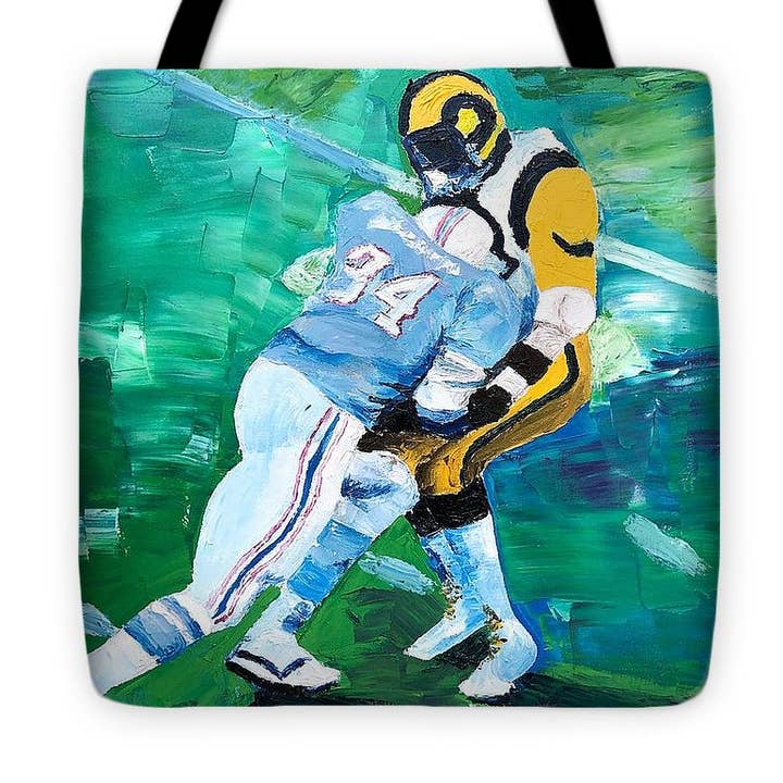 Earl Campbell écrase les Rams - Sac fourre-tout pour la vente par Lauren Luna Ltd Co.