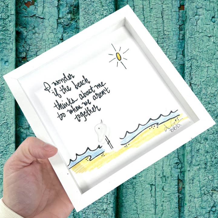 Wonder Beach MINI - Sea Glass Art - 6x6 Framed for wholesale by Back Bay Designs