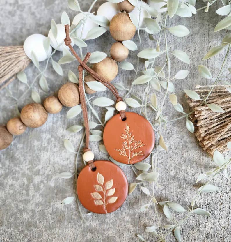 All the Things MN - Wholesale Ornament Set - Handmade Terracotta Christmas Ornament Set: Botanical Gold