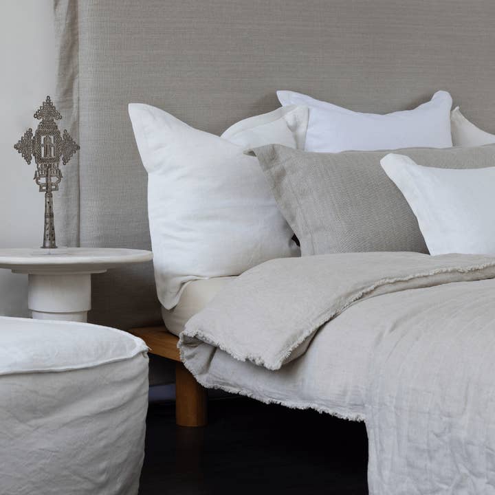 BHD HOME - Wholesale Bedding Pillow - Flax Linen Flange Natural Bedhead5