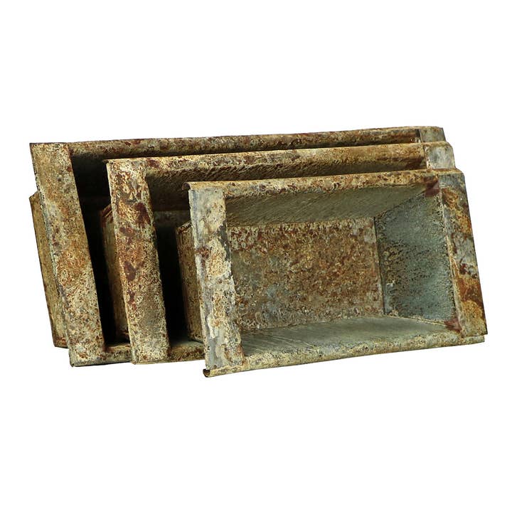 Blue Ocean Traders - Wholesale Decorative Tabletop Object - Zinc Trough S/3