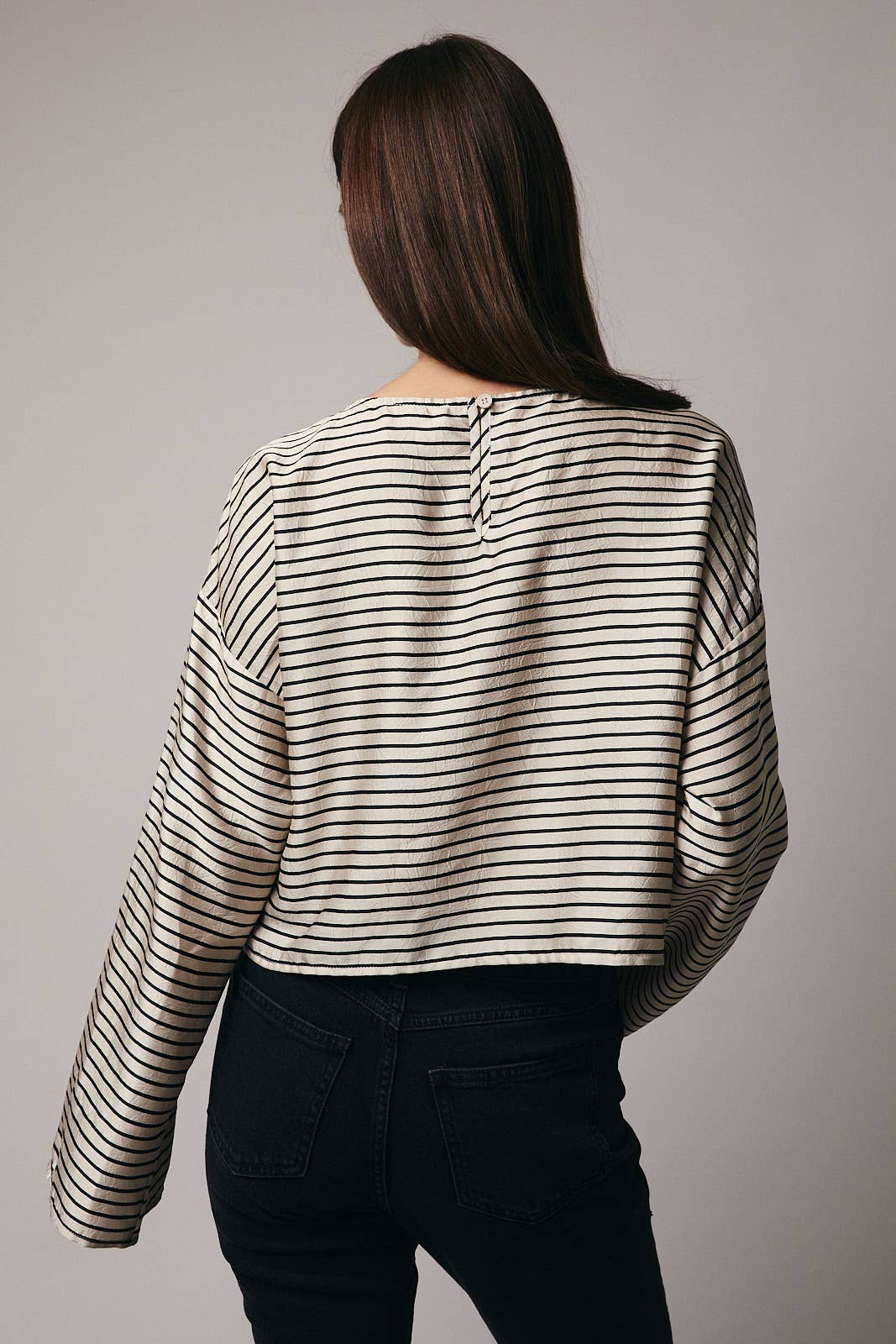 Sunday Edition - Vente Chemisier – femme - BLOUSE À RAYURES À MANCHES LONGUES ET COL LARGE8