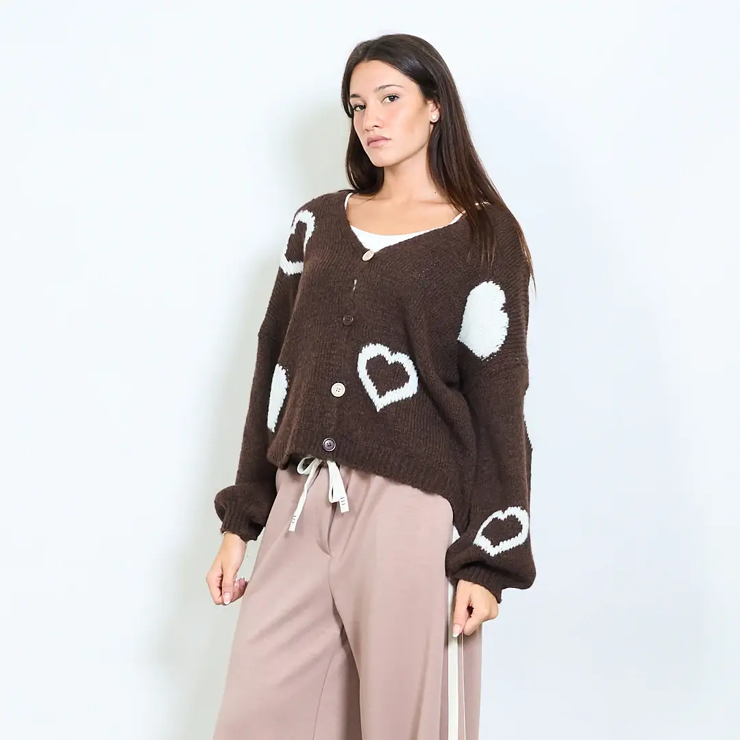 AMELÉ - Wholesale Cardigan - Women's - Heart print cardigan3