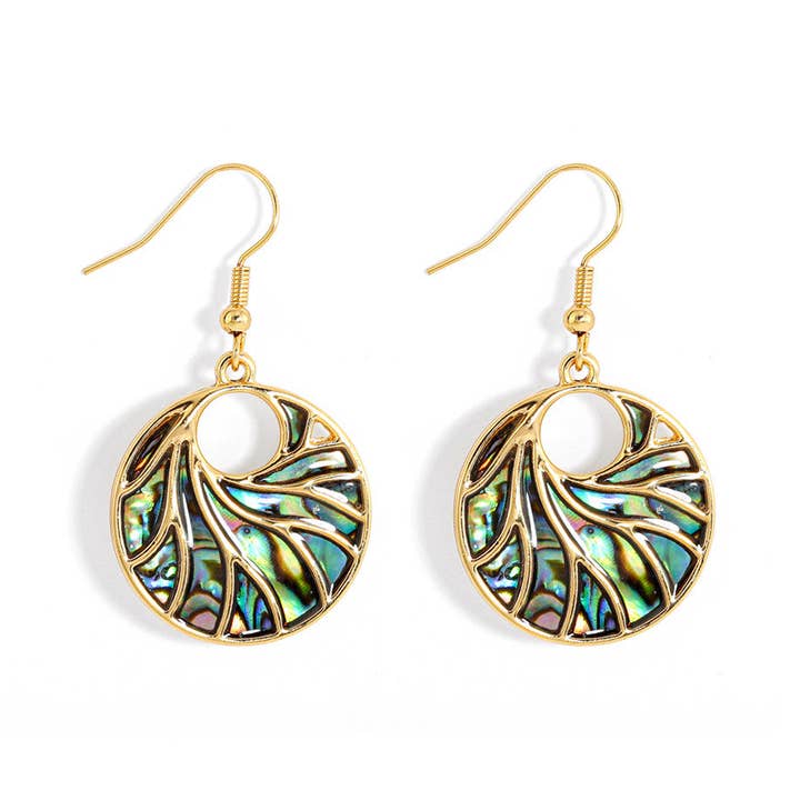 Circle With Abalone Waves Earrings for wholesale by S&T Collections
