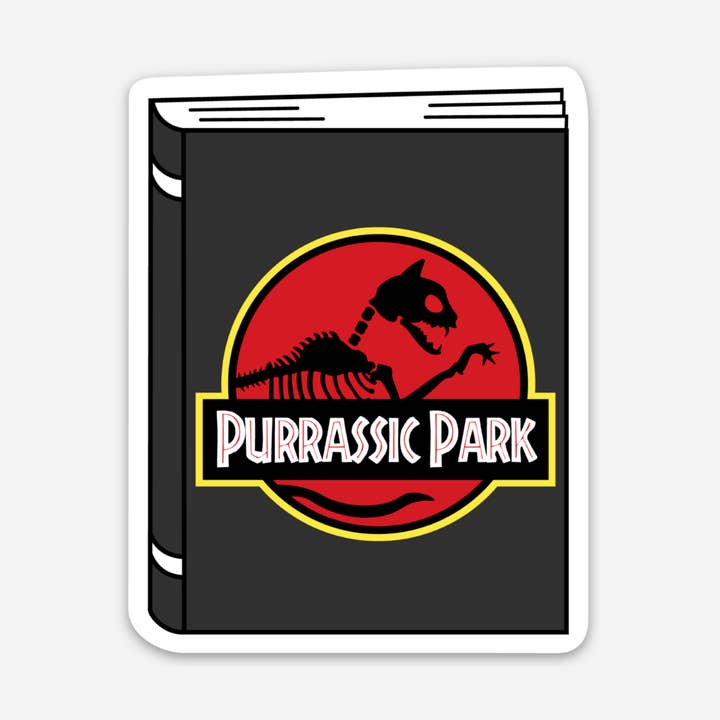 Purrassic Park Sticker for wholesale by Bona Fide Bookworm
