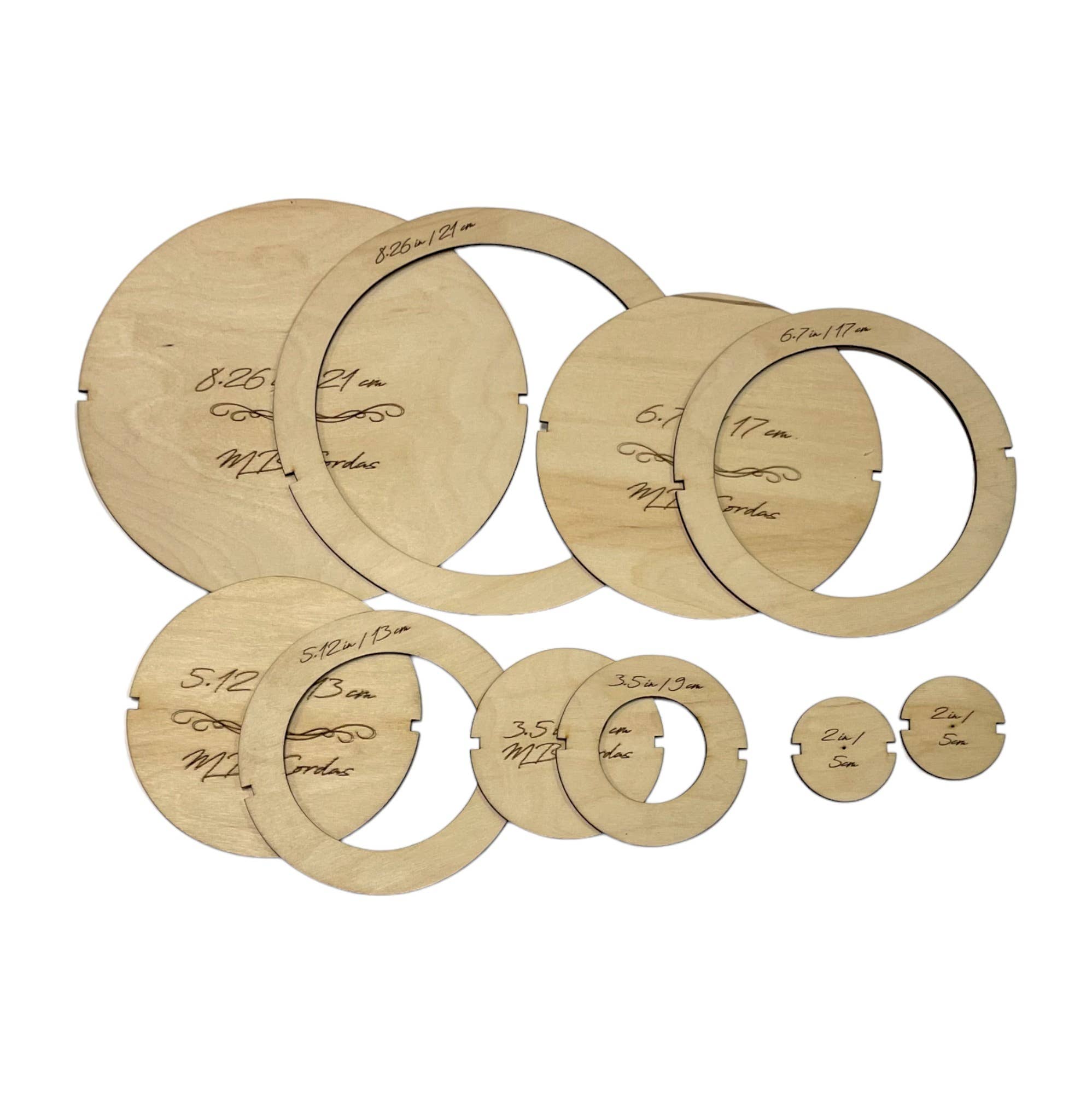 MB Cordas - Wholesale Knutselbenodigdheden - MB Cordas Macramé Snijmal Onderzetters set van 2-10 stuks (5 maten)11