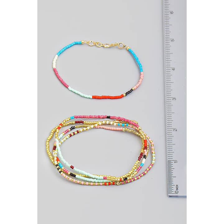 The Looks by Fame Accessories - Wholesale Jewelry Set - Dainty Assorted Bead Bracelet Set